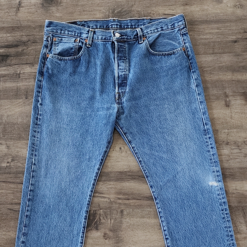Levi's 501 Original Fit Straight Leg Blue Jeans Men's Size 38 - Picture 3 of 15